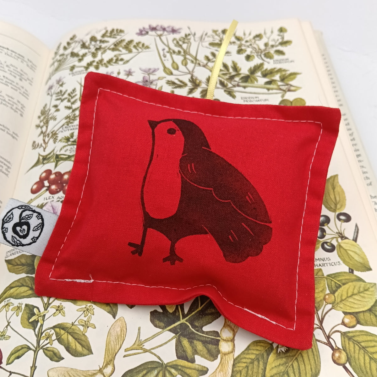 Hand-Printed Cotton Christmas Decoration - Robin