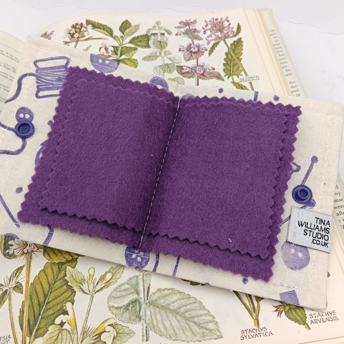 Handprinted Needle Case - Purple