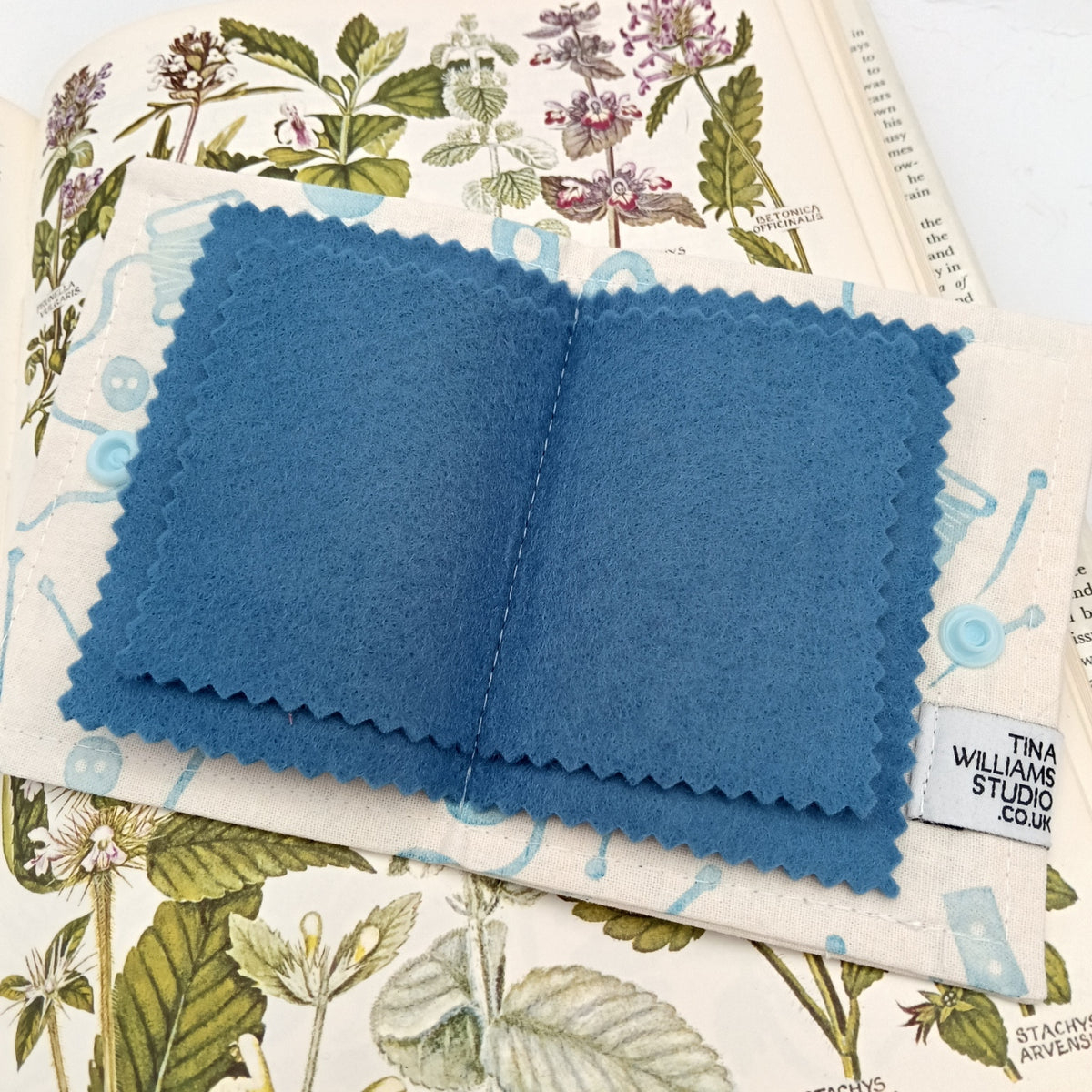 Handprinted Needle Case - Blue