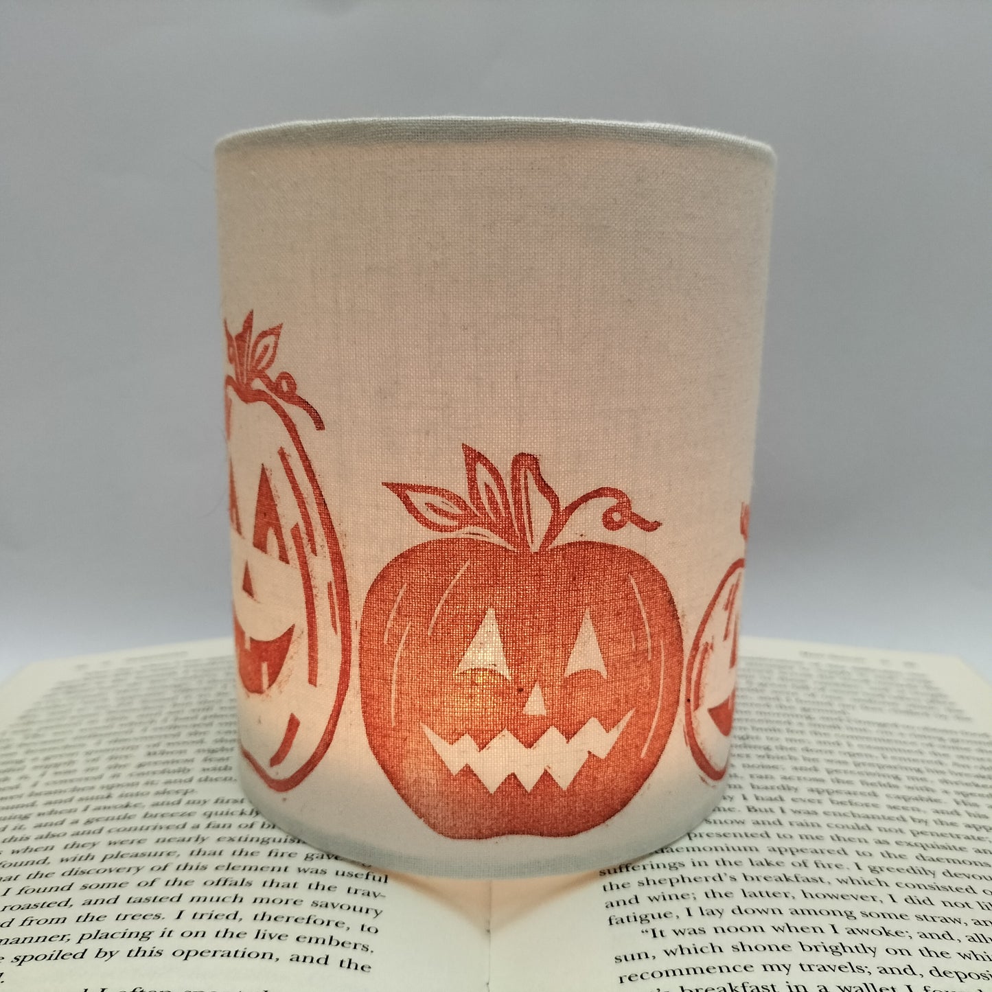 Hand-printed Tealight Lantern - Pumpkins