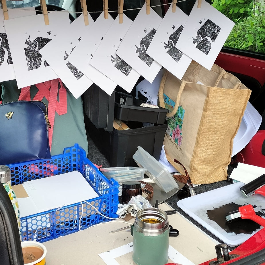 Up with the Larks- Limited Edition Lino Print