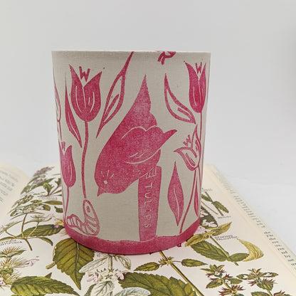 Hand-printed Tealight Lantern - Tulip Patch - Pink