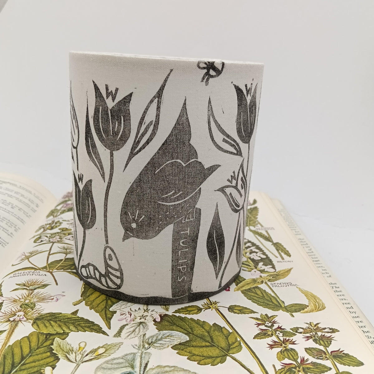 Hand-printed Tealight Lantern - Tulip Patch - Black
