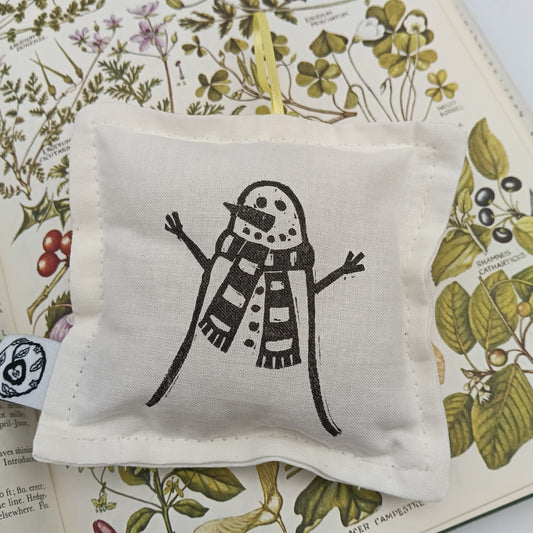 Hand-Printed Cotton Christmas Decoration - Snowman
