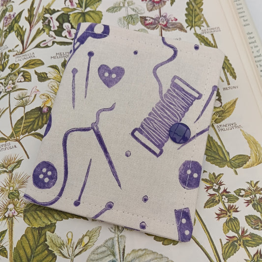 Handprinted Needle Case - Purple