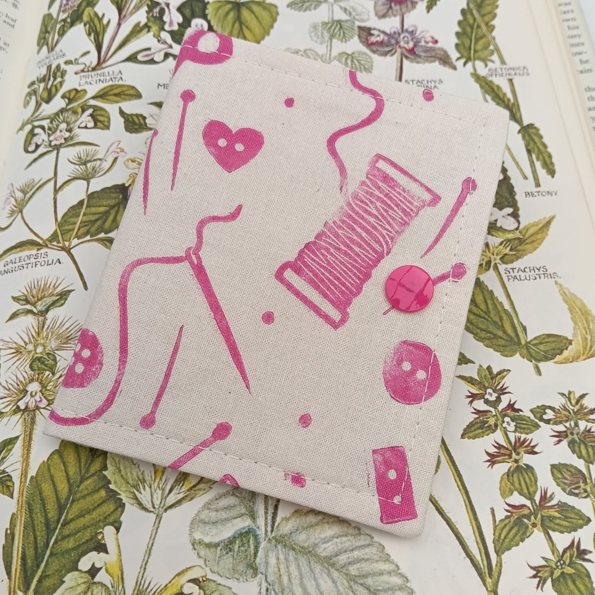 Handprinted Needle Case - Pink
