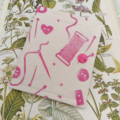 Handprinted Needle Case - Pink