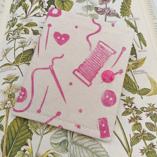 Handprinted Needle Case - Pink