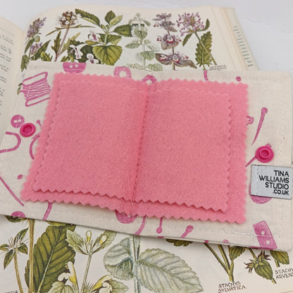 Handprinted Needle Case - Pink