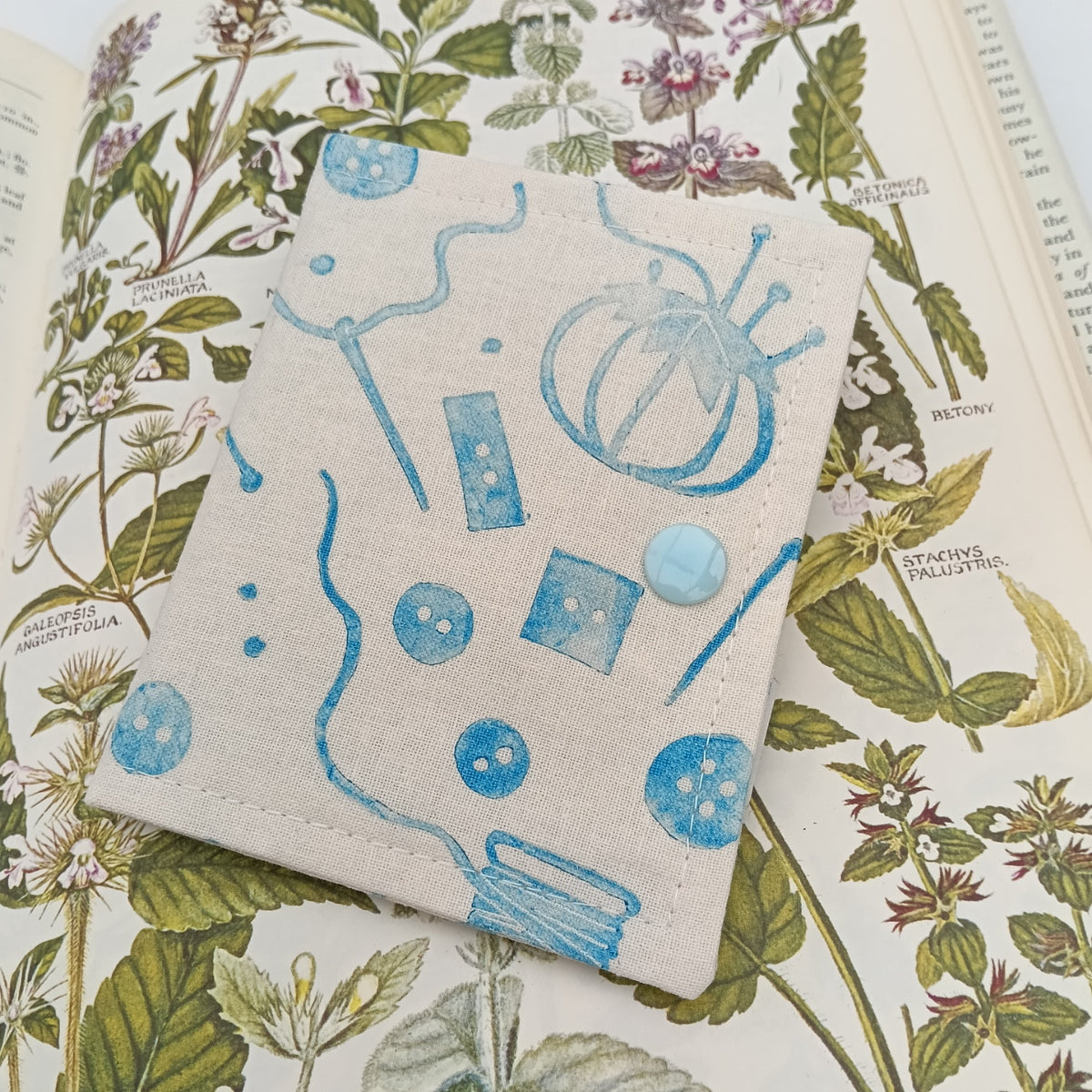 Handprinted Needle Case - Blue