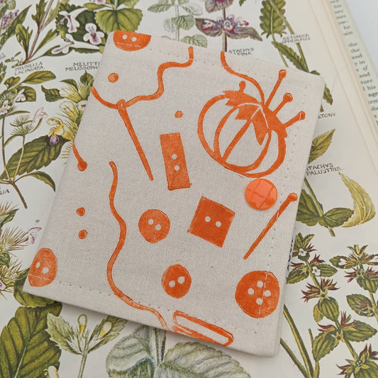 Handprinted Needle Case - Orange