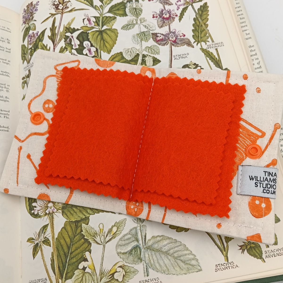 Handprinted Needle Case - Orange
