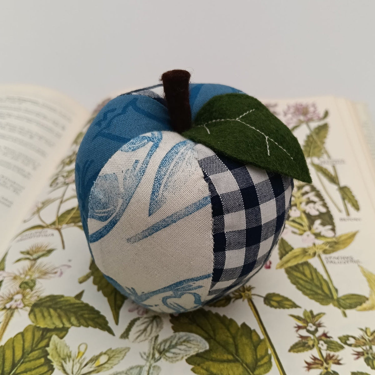 Patchwork Apple Pin Cushion - Blue