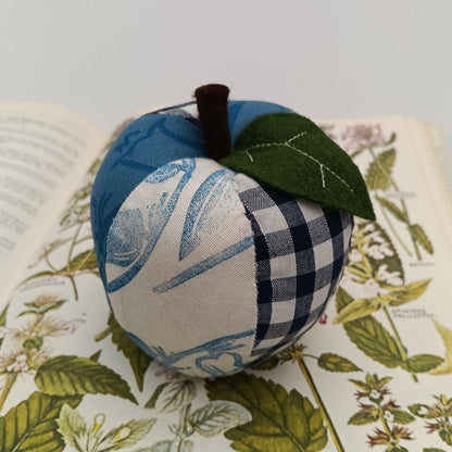Patchwork Apple Pin Cushion - Blue