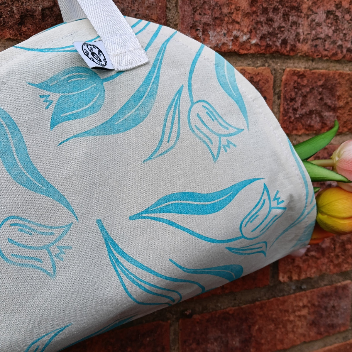 Handprinted Cotton Bouquet Bag - Teal