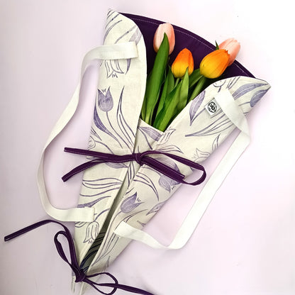 Handprinted Cotton Bouquet Bag - Purple
