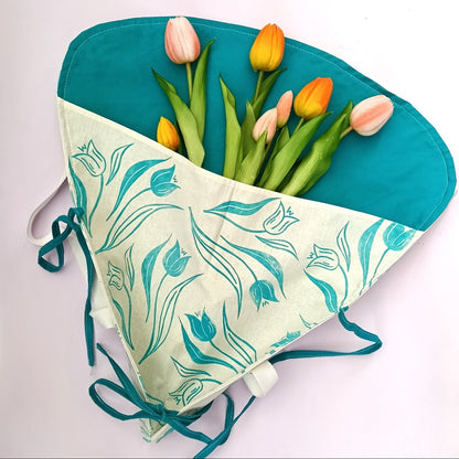 Handprinted Cotton Bouquet Bag - Teal