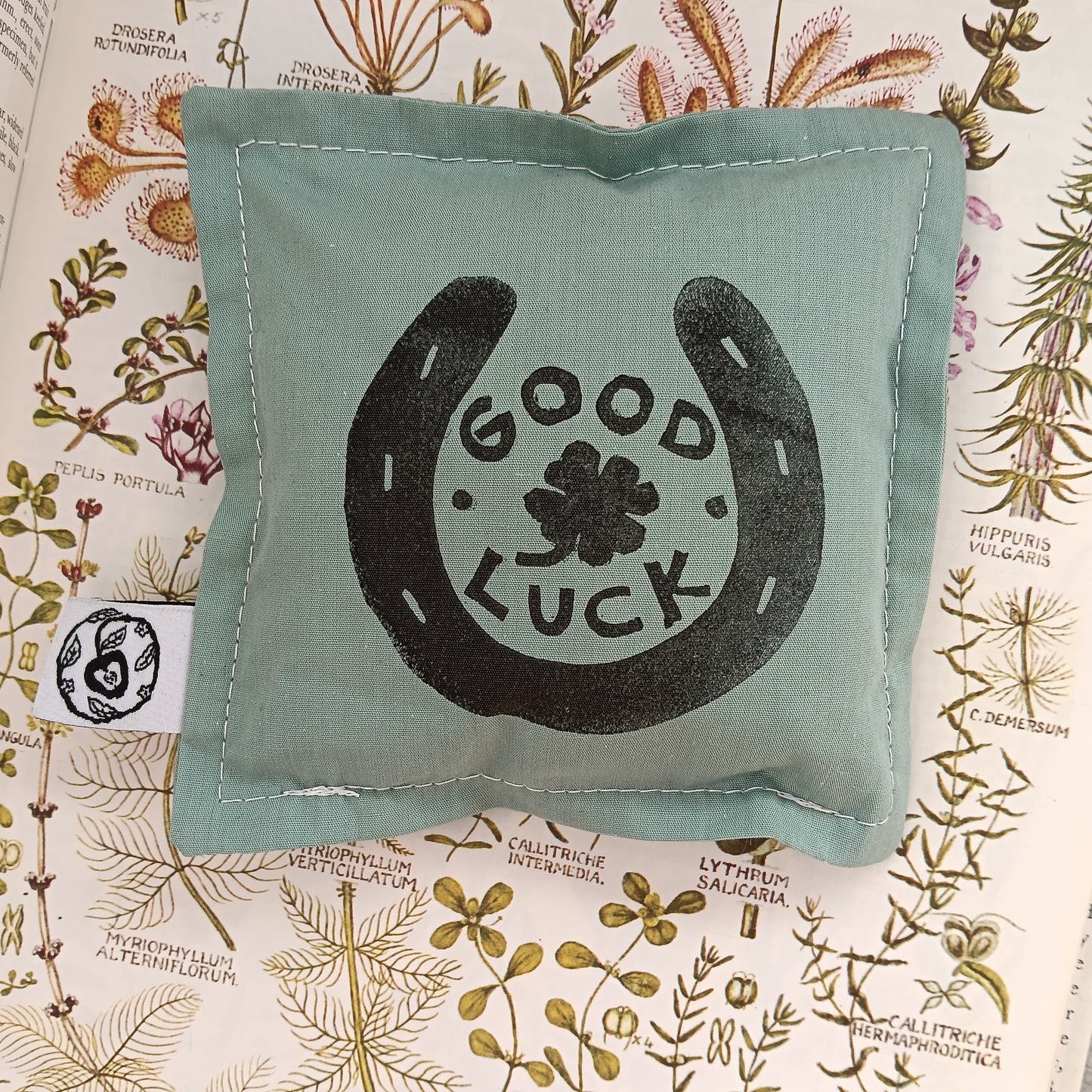Hand-Printed Cotton Lavender Bag - Good Luck
