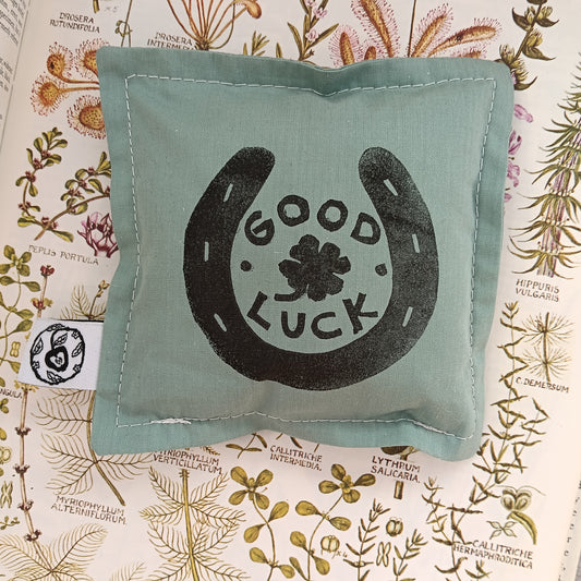 Hand-Printed Cotton Lavender Bag - Good Luck
