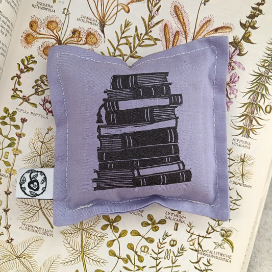 Hand-Printed Cotton Lavender Bag - Books