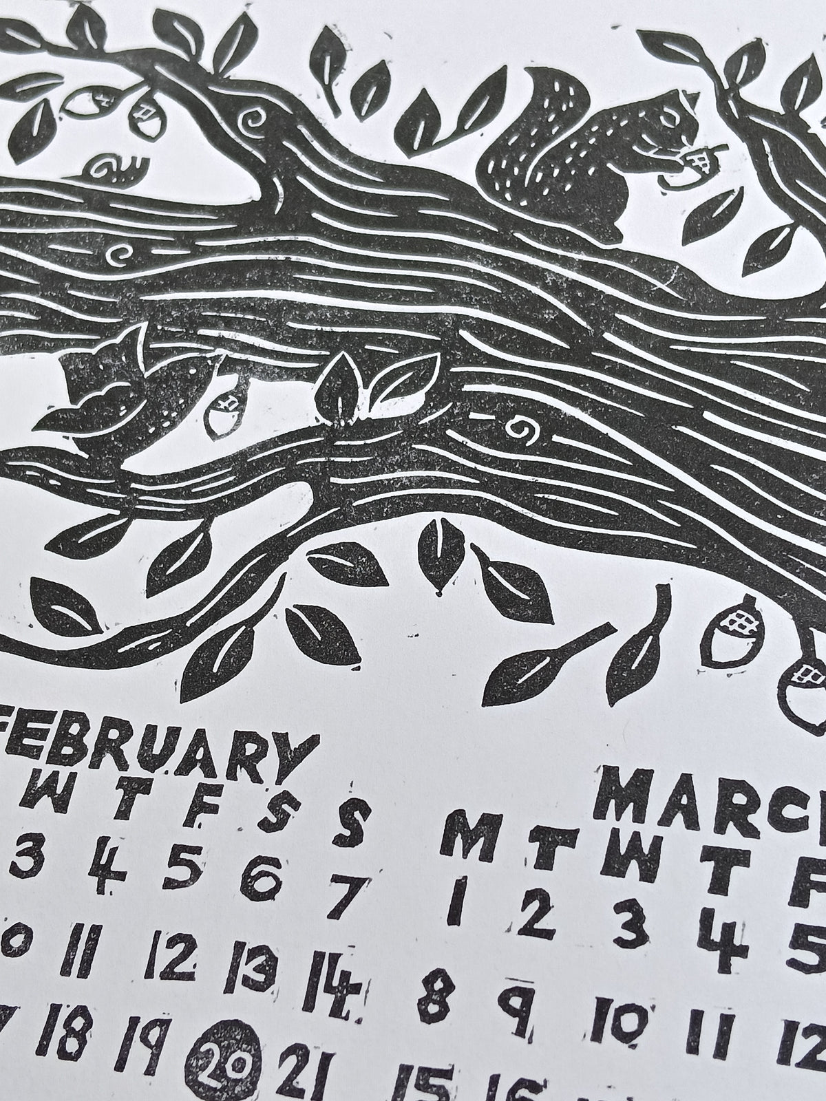 Hand-printed 2027 Calendar - A Woodland Year