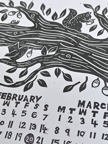 Hand-printed 2027 Calendar - A Woodland Year
