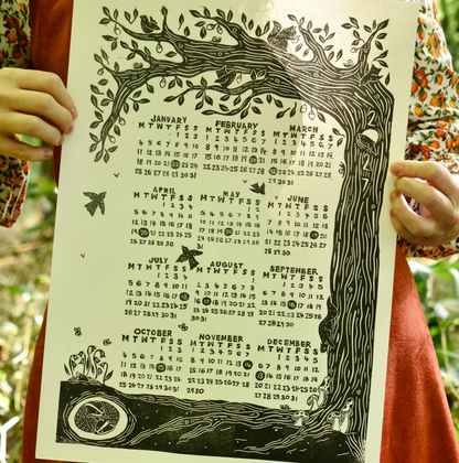 Hand-printed 2027 Calendar - A Woodland Year