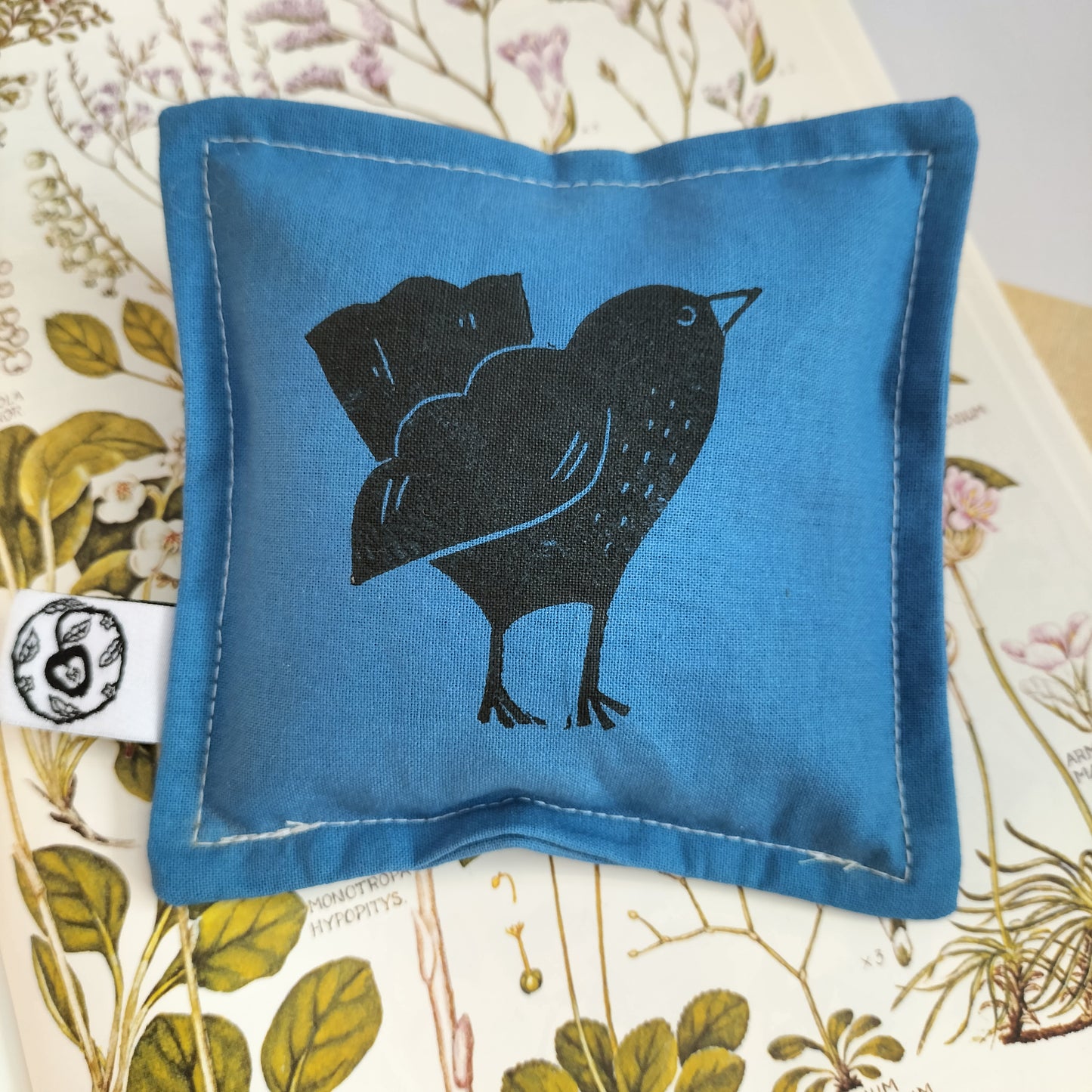 Hand-Printed Cotton Lavender Bag - Blackbird