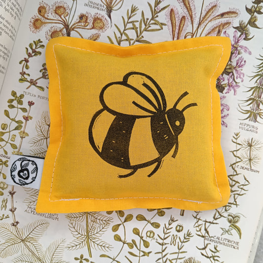 Hand-Printed Cotton Lavender Bag - Bee